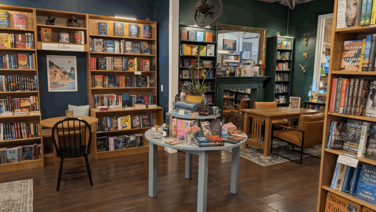 pano photo of inside plenty bookshop downtown cookeville