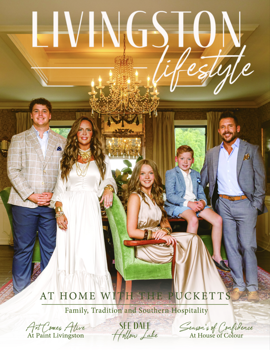 Erika Puckett and family in livingston tn posed in a foryer.