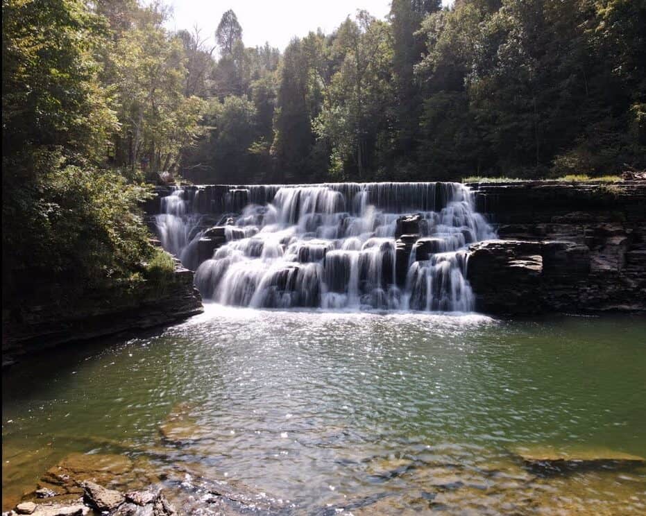Waterloo Falls Tennessee waterfall and creek near Cookeville